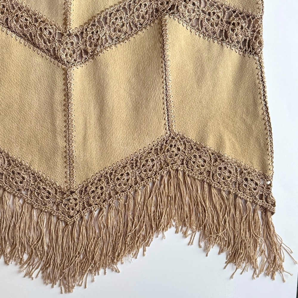 Lee Magraw Collection Vintage Suede Fringe Midi Skirt Beige Size 10 - Picture 6 of 16